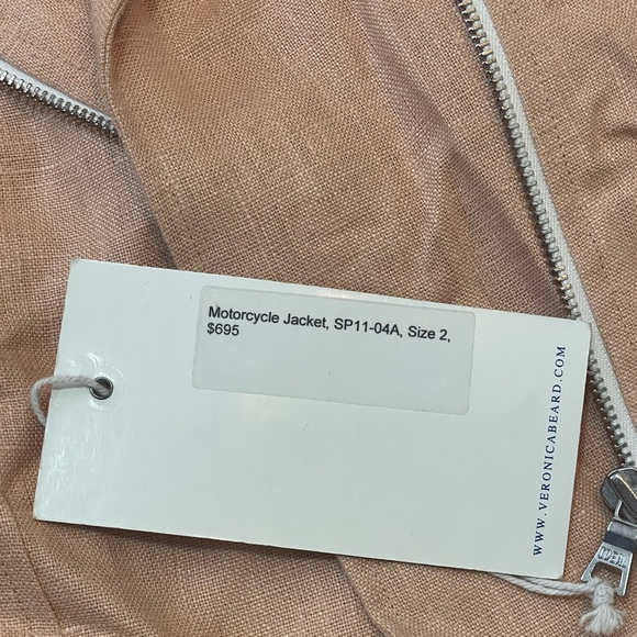 NWT Veronica Beard Pink Linen Moto Jacket - Picture 10 of 14